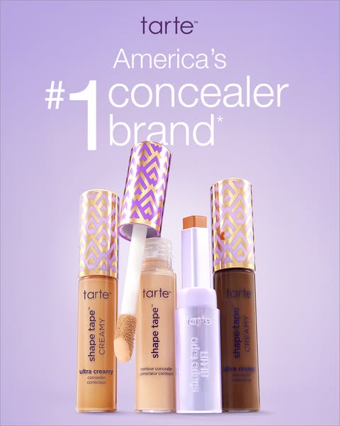 This ad promotes Tarte's Shape Tape concealer products, highlighting the brand as "America's #1 concealer b