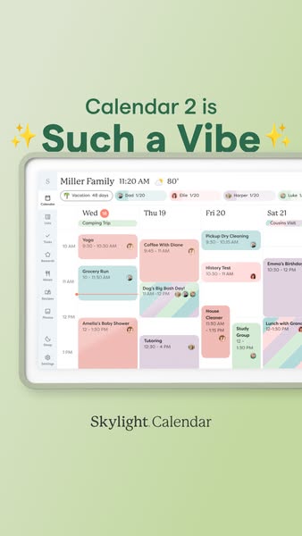 This ad promotes the Skylight Calendar app as a great choice for organization. The ad emphasizes its visual appeal and e
