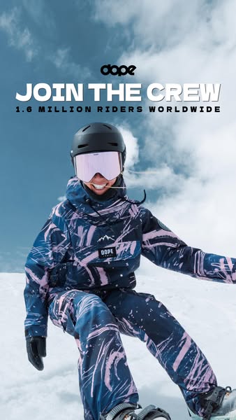 This ad promotes Dope brand apparel, specifically their winter outerwear. It encourages viewers to join their community