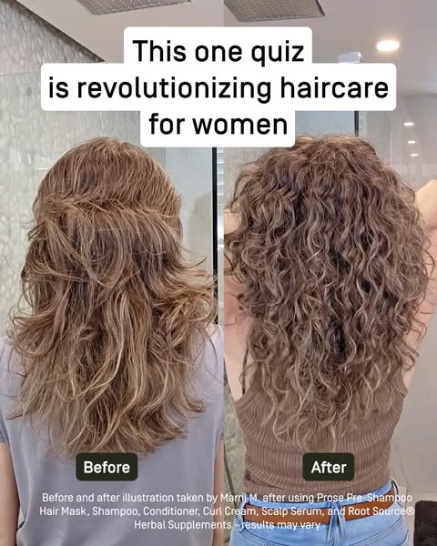 The ad shows a before-and-after comparison of a woman's hair using Prose haircare products, highlighting the transfo