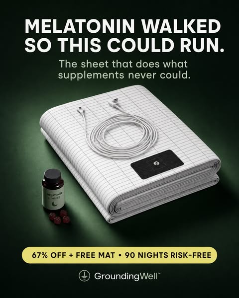 This ad for GroundingWell highlights the grounding sheet as a superior alternative to melatonin supplements for better s