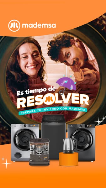 This ad for Mademsa presents several of its winter-themed home appliances, including a washing machine, clothes dryer, h