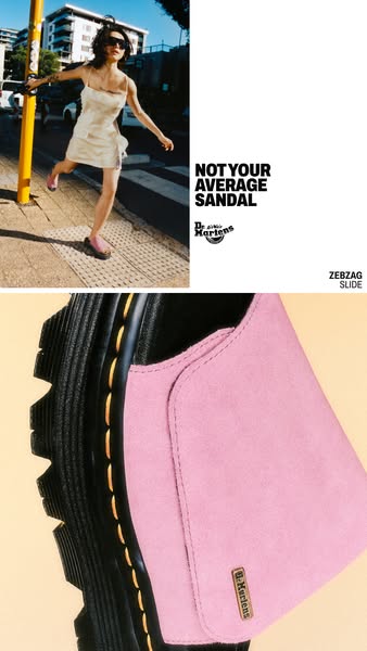 The image ad showcases the brand's new Zebzag slide, presenting it as a stylish alternative to the average sandal. T