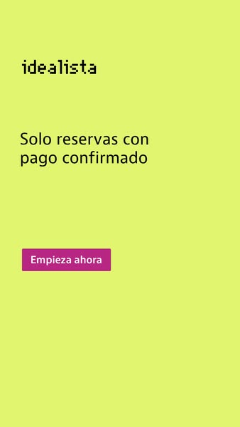 This is a promotional image ad for Idealista. The ad encourages users to make reservations with confirmed payments.