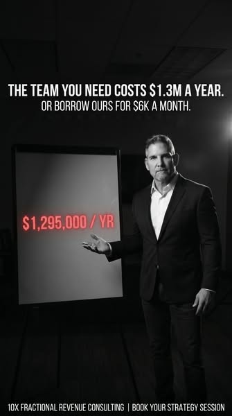 This image ad promotes 10X Fractional Revenue Consulting. It presents the service as a cost-effective alternative to hir