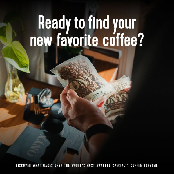 This image ad presents Onyx as a world's most awarded specialty coffee roaster.