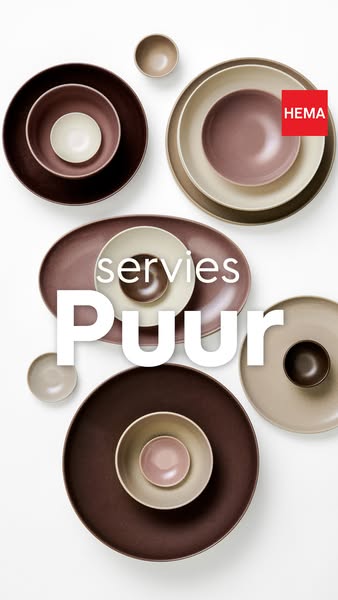 This ad showcases a minimalist tableware set in muted colors, arranged in a visually pleasing layout. The ad's headl
