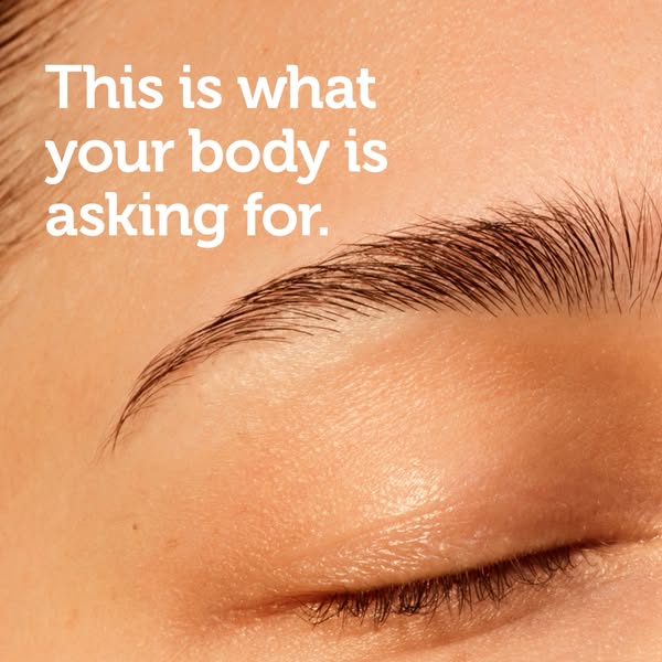 This image ad is focused on self-care and the importance of listening to your body. The image features a close-up of a p