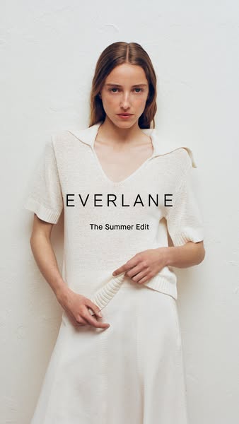 This is a static image ad promoting Everlane's summer edit. The ad features a model wearing an outfit from the summe