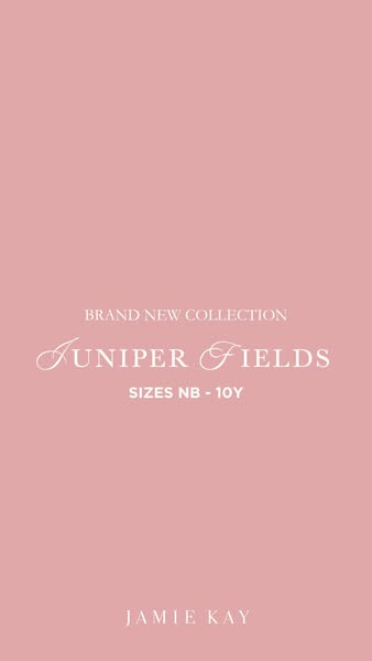 This is an image ad for Jamie Kay's Juniper Fields brand new collection. The ad features the brand and range of size