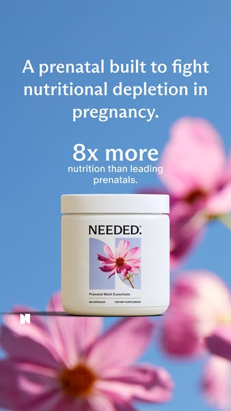 This ad for Needed Prenatal Multi Essentials highlights the product's nutritional benefits compared to other leading