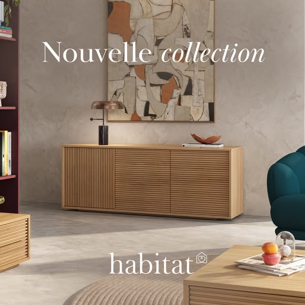 This ad showcases Habitat's new furniture collection, highlighting the design and style of the pieces in a lifestyle