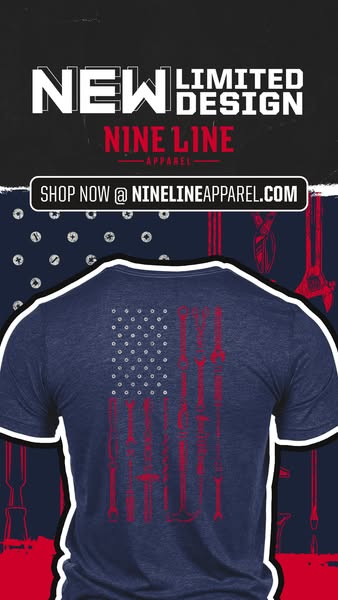 This image ad is promoting Nine Line Apparel. The ad features the new limited design for apparel from Nine Line.