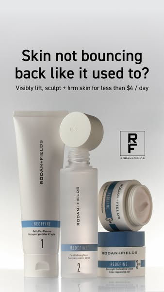 This image ad for Rodan + Fields features several of the brand's REFINER products and poses the question 'Skin n