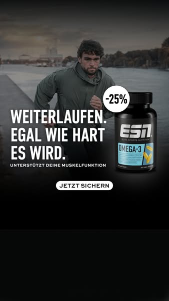 This ad for ESN Omega-3 promotes the supplement's benefits for muscle function. The ad features a runner and include