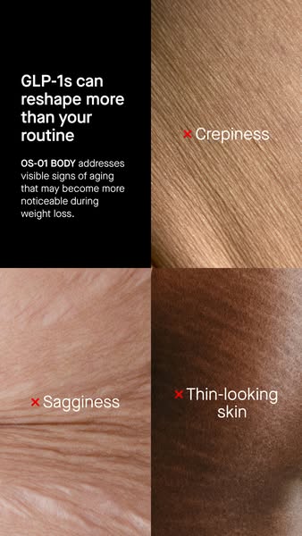 This ad highlights the signs of aging on the body that may become more noticeable during weight loss, framing them as pr