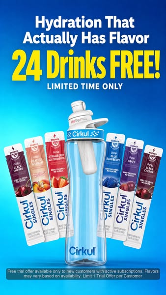 This ad promotes the Cirkul brand and specifically focuses on their flavored water mix-in product, Cirkul Singles. It hi