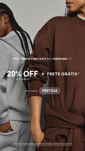 This image ad from Hering promotes a limited-time offer of 20% off plus free shipping on the first purchase when shoppin