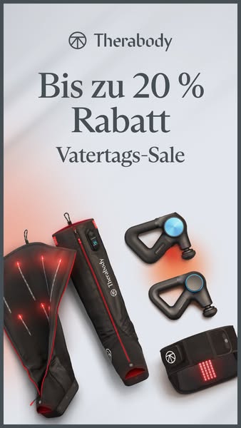 This ad for Therabody advertises a Father's Day sale. The ad features the brand logo, a tagline advertising up to 20