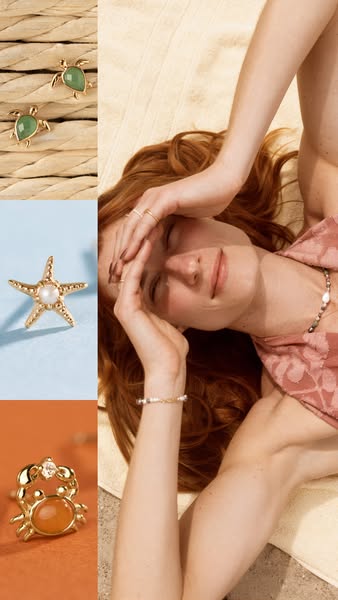 This image ad showcases a collection of ocean-themed jewelry from a brand likely focused on summer-inspired designs. The