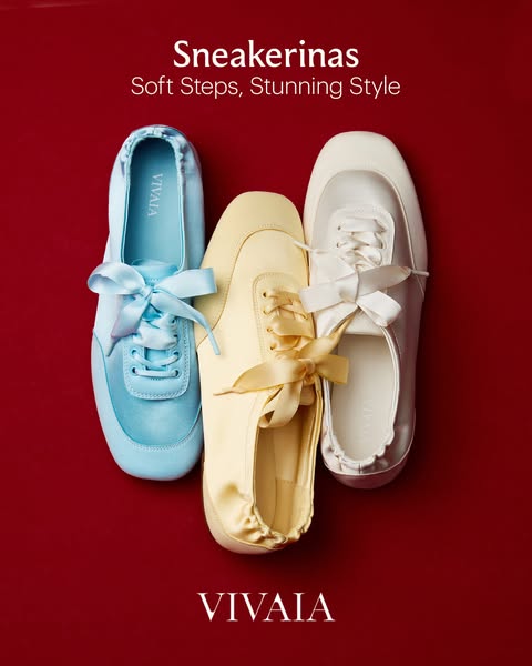 This ad showcases Vivaia's Sneakerinas, highlighting their soft steps and stunning style, aimed at attracting custom