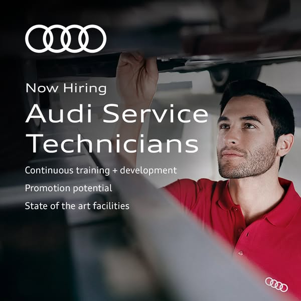 An ad for hiring new Audi service technicians.