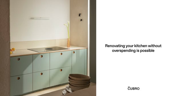 This ad for Cubro is meant to highlight the brand's affordable kitchen renovation options.