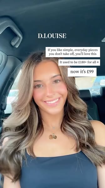 This ad for D.Louise features a woman who is wearing simple, everyday necklaces. The ad speaks to customers who love sim