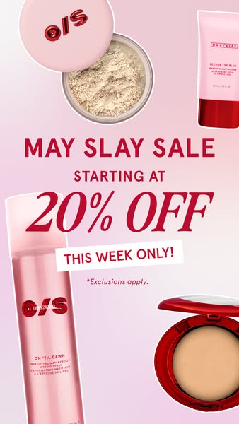 This image ad promotes One/Size makeup products with a special offer. The products featured are setting powder, setting 