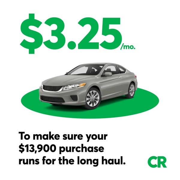 The ad promotes affordable car insurance for high-value purchases, emphasizing the long-term reliability of the coverage