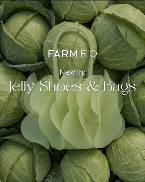 This image ad from FARM Rio is announcing their new line of jelly shoes and bags using a product showcase format. The im