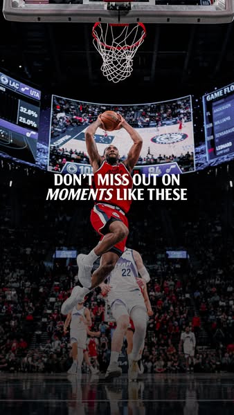 This ad uses a shot from a basketball game to emphasize the phrase, "Don't miss out on moments like these.&quot