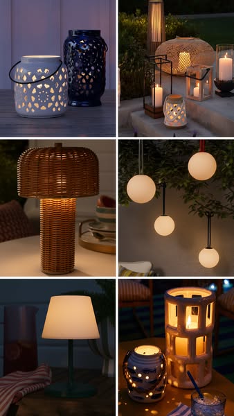 The ad showcases a variety of indoor and outdoor lighting products designed to create a warm and inviting ambiance. It f