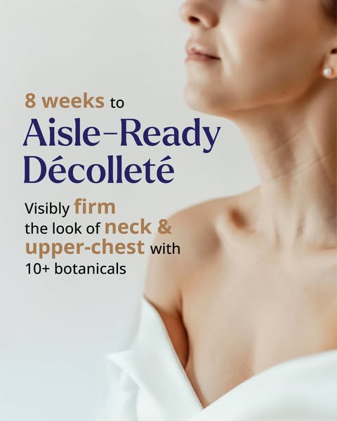 This image ad promotes a skincare product that promises to firm the look of neck and upper-chest skin in eight weeks wit