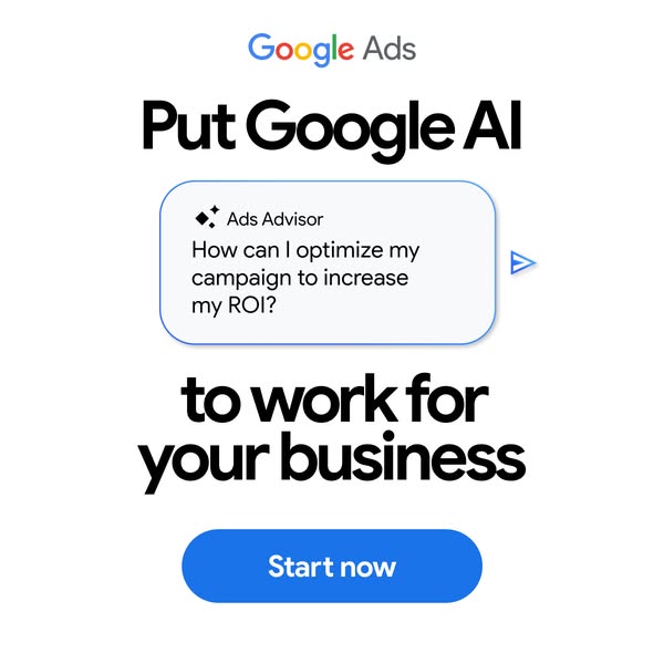 This image ad promotes Google AI for business, advertising its ability to optimize campaigns and increase ROI. The ad fe