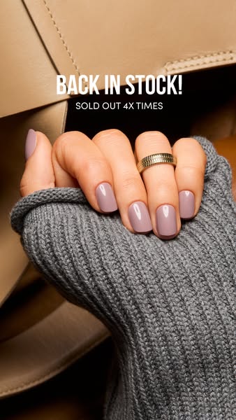 This image ad for a nail polish brand highlights that the product is back in stock after selling out four times. The ad 