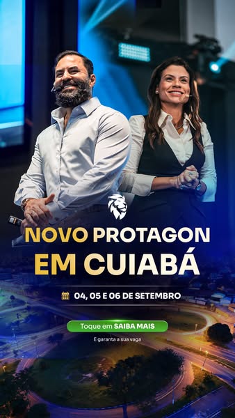 This image ad promotes an event called "Novo Protagon" in Cuiabá, Brazil, taking place from September 4th to 6