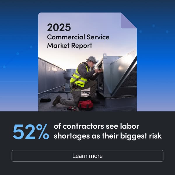 This ad highlights the findings of the 2025 Commercial Service Market Report, focusing on the labor shortages that contr