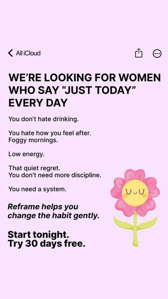 This image ad is targeting women who frequently resolve to only drink 'just today' by suggesting that they don&#