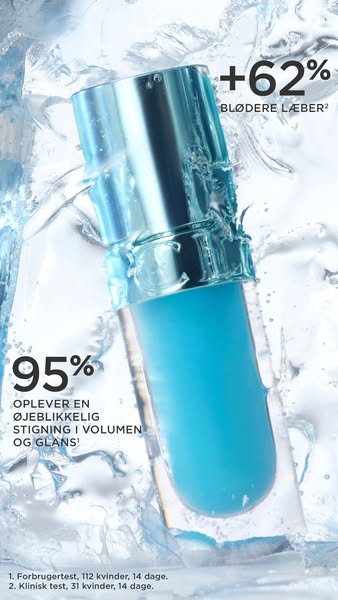 An ad showcasing a lip product that claims to increase lip volume and hydration.