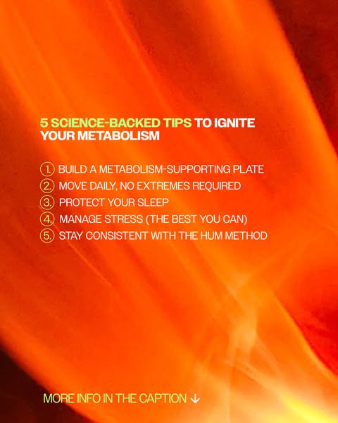 This ad provides 5 science-backed tips to ignite your metabolism. It tells the user to build a metabolism-supporting pla