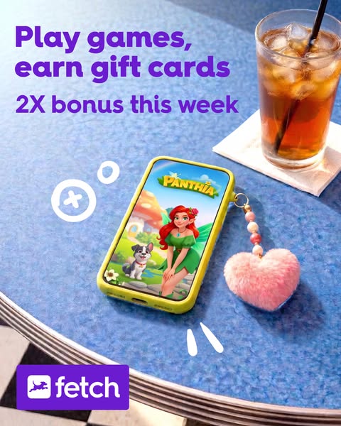 This ad promotes the Fetch app by highlighting the ability to earn gift cards through playing games on the app, also men
