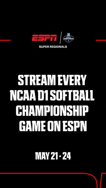 This full-screen image ad for ESPN promotes the ability to stream every NCAA D1 Softball Championship game on their plat