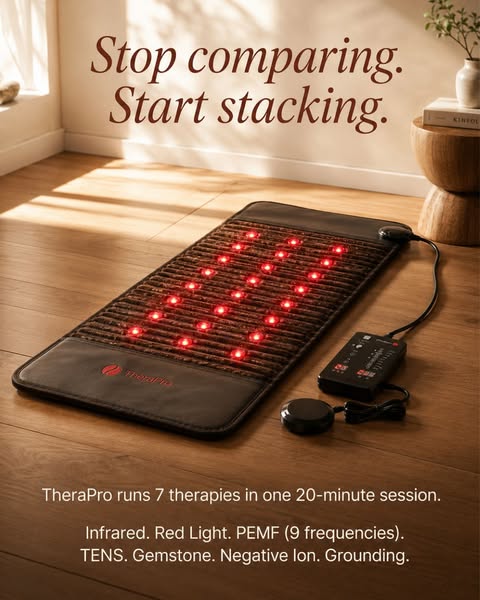 This ad is for TheraPro and it highlights the seven different therapies that run on a 20-minute session. The headline su