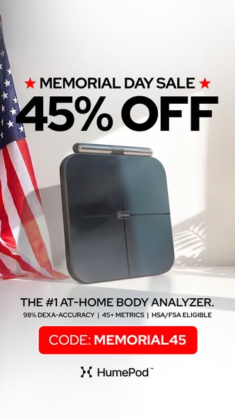 This static image ad for HumePod features a Memorial Day discount of 45% off. The ad highlights the HumePod as the #1 at
