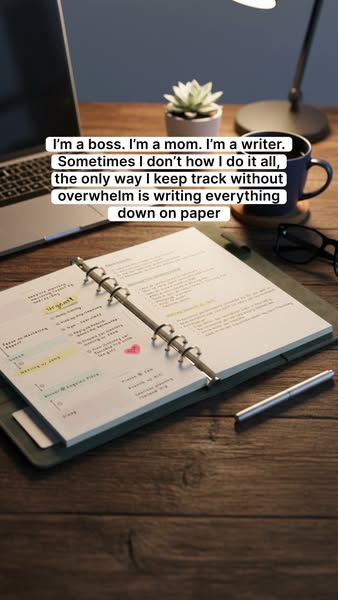 The ad is for a paper planner designed to help busy individuals keep track of their many responsibilities and avoid feel