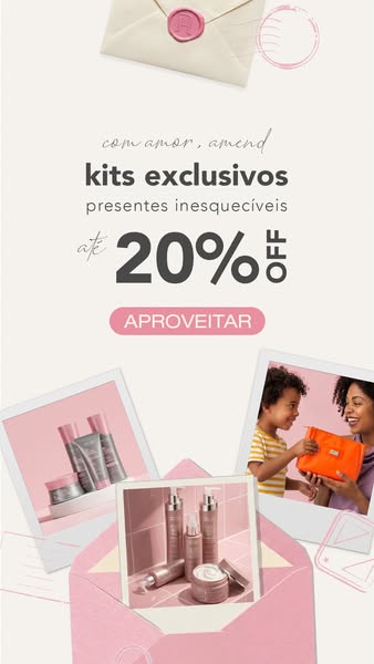 This image ad promotes exclusive skincare kits from Amend, offering a 20% discount. The ad uses a collage-like design wi