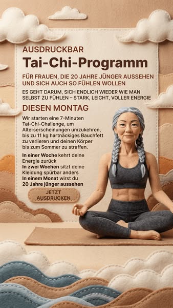 This ad promotes a Tai-Chi program for women who want to look and feel 20 years younger. It highlights the program's