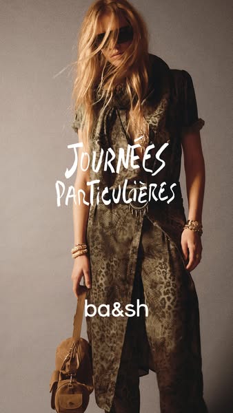 This image ad showcases a woman wearing Ba&sh clothing and accessories to promote Journées Particulières.