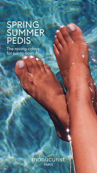 This image ad from Manucurist Paris features a pair of feet submerged in water with the headline "Spring Summer Ped
